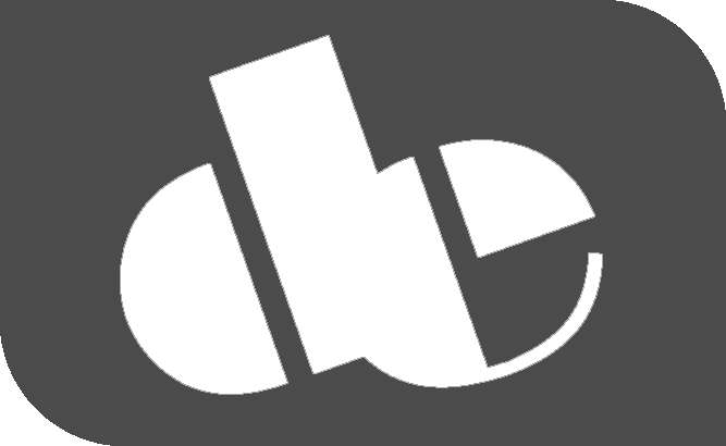 white stylized de on grey background - the company logo
